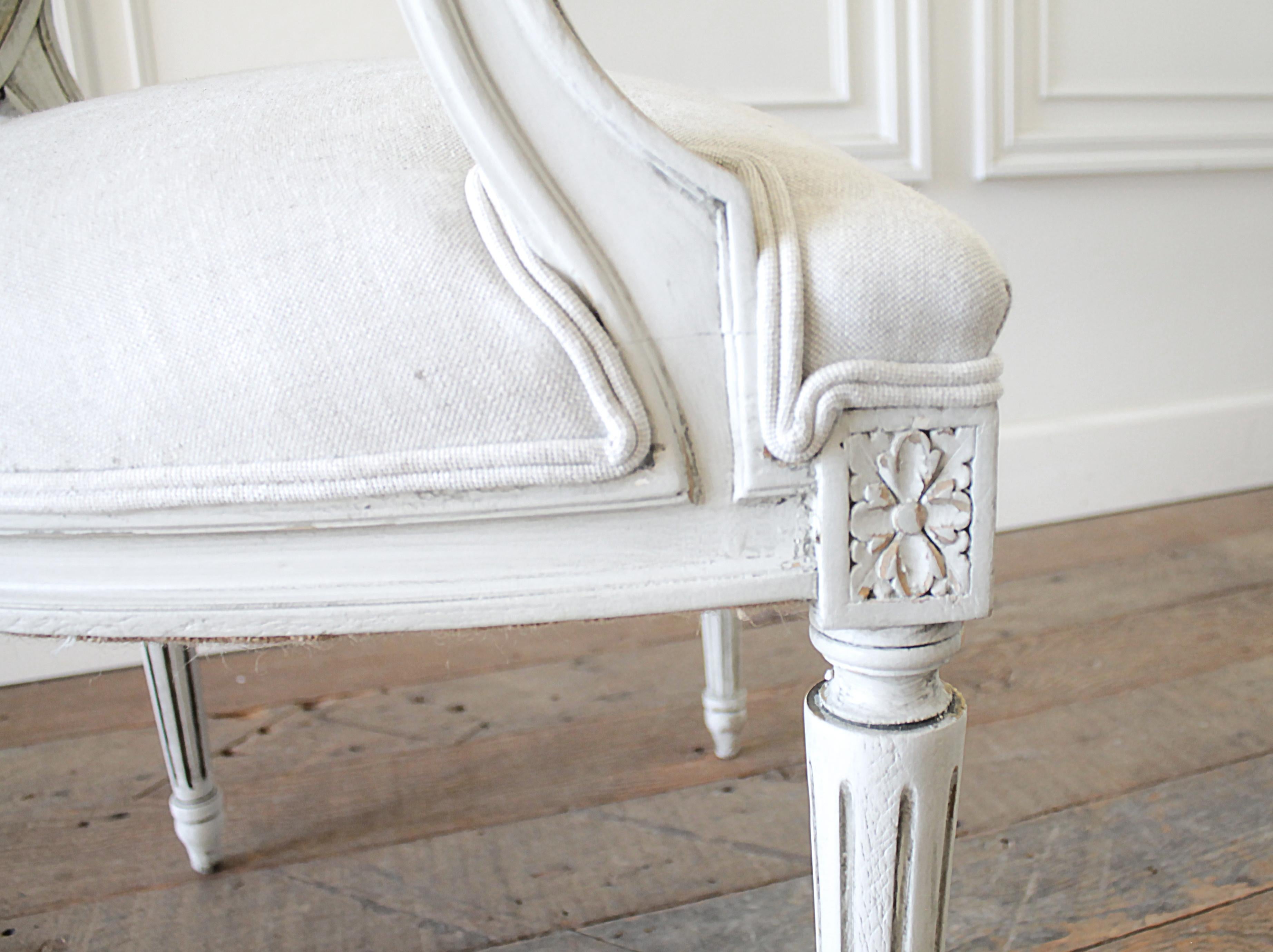 Louis XVI Style Carved and Painted Ribbon Armchair 4