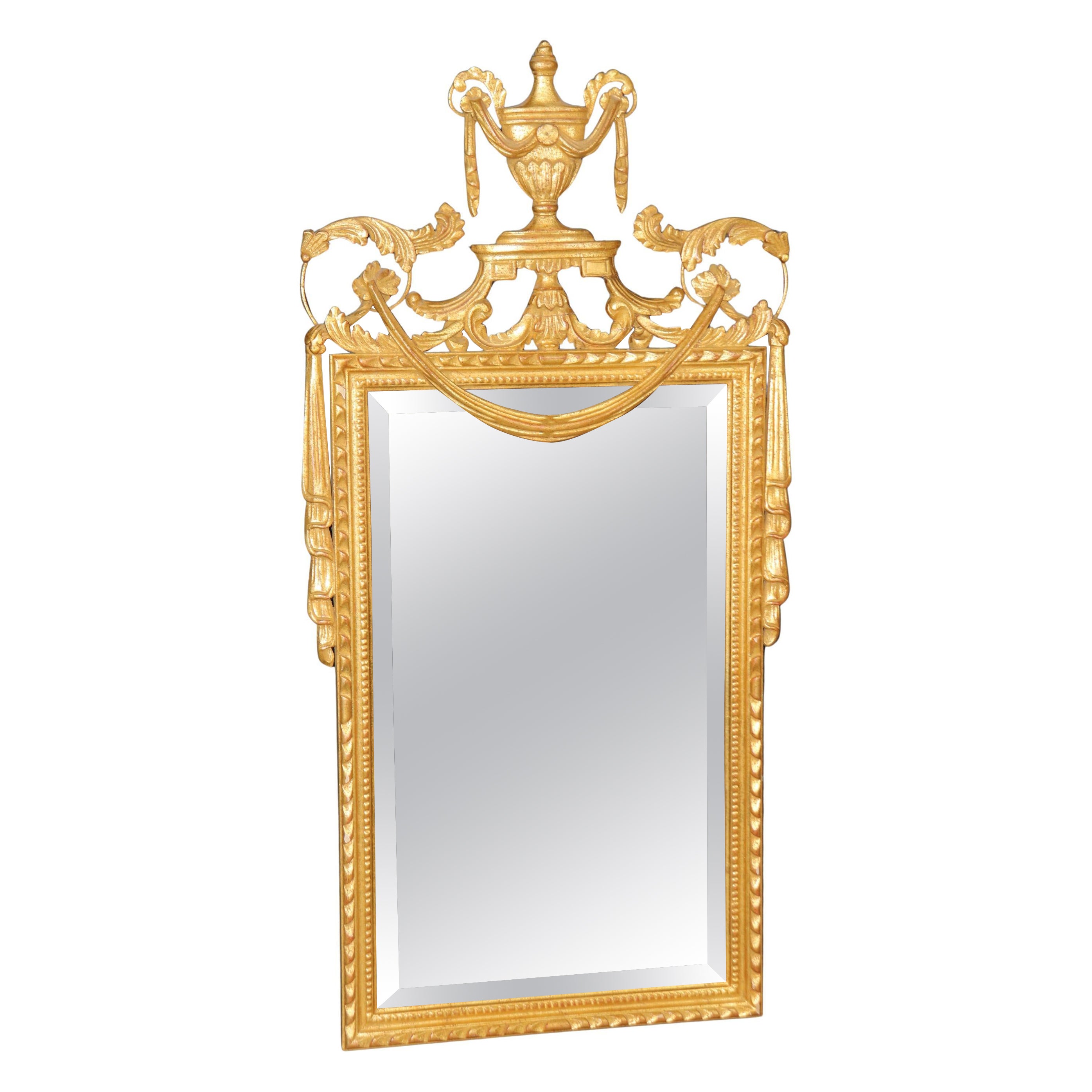 Louis XVI Style Carved Gold Gilt Beveled Glass Mirror By Labarge