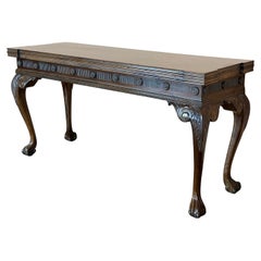 Louis XVI Style Carved Oak Convertible Console, Dining Table with Claw Paw