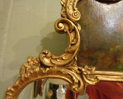 Louis XVI Style Carved Over-The-Mantle Mirror with a Trumeau Painted Scene