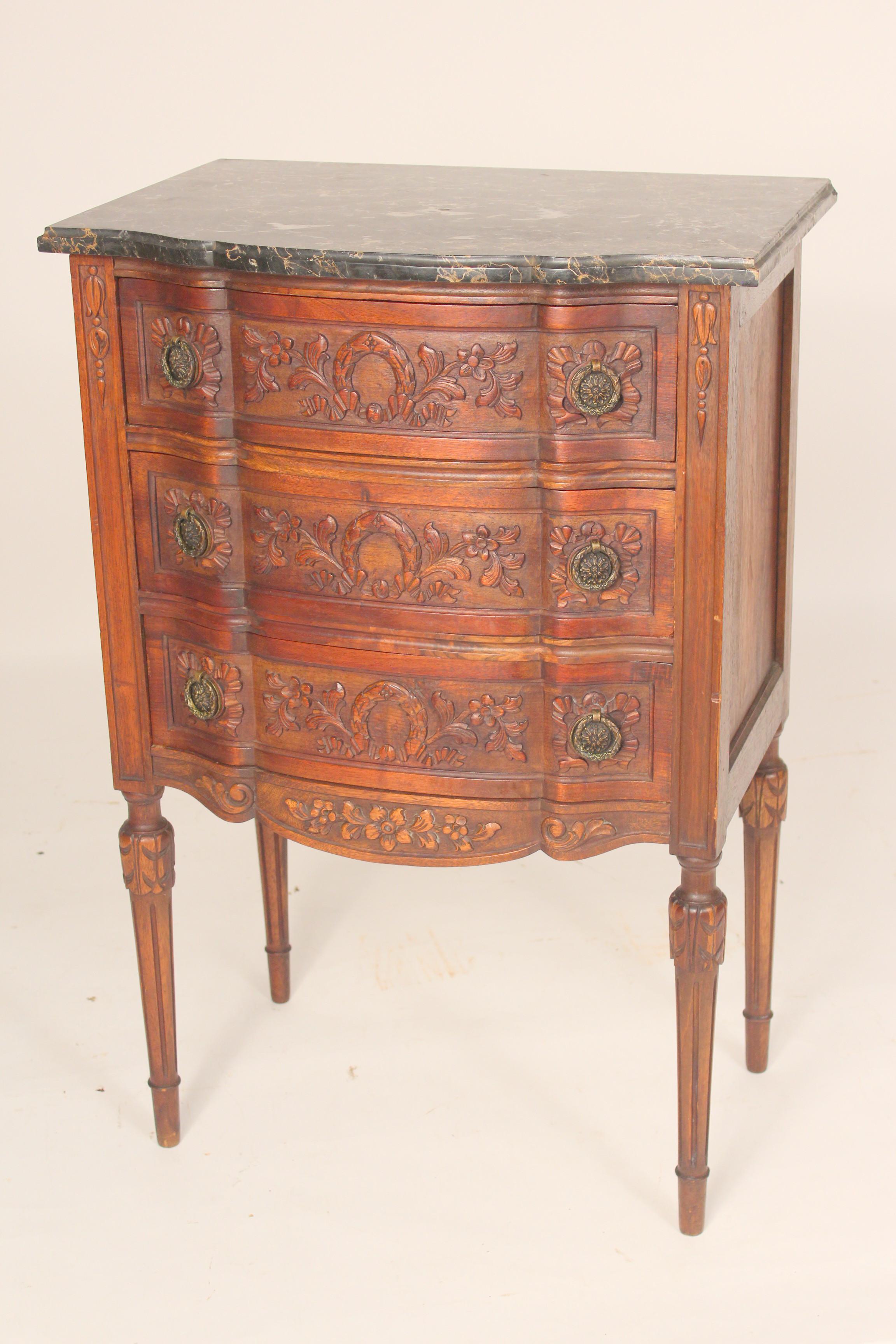 European Louis XVI Style Carved Walnut Chest of Drawers