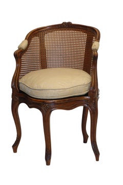 Louis XVI Style Carved Walnut Desk or Vanity Chair, French, circa 1880