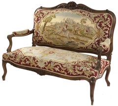 Louis XV Style Carved Walnut Tapestry Sofa
