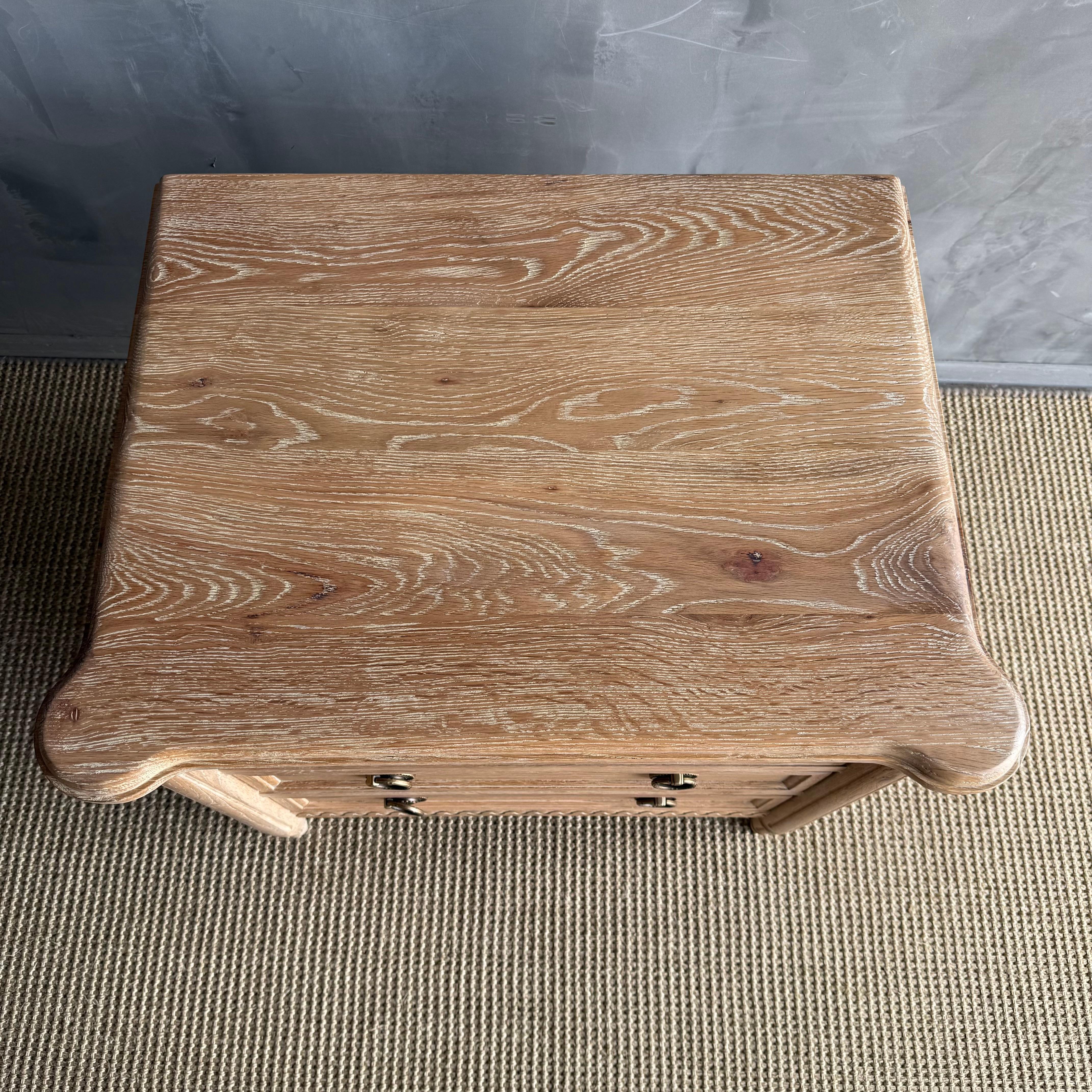 Louis XVI Style Carved White Oak Nightstand with 3 drawers en vente 10