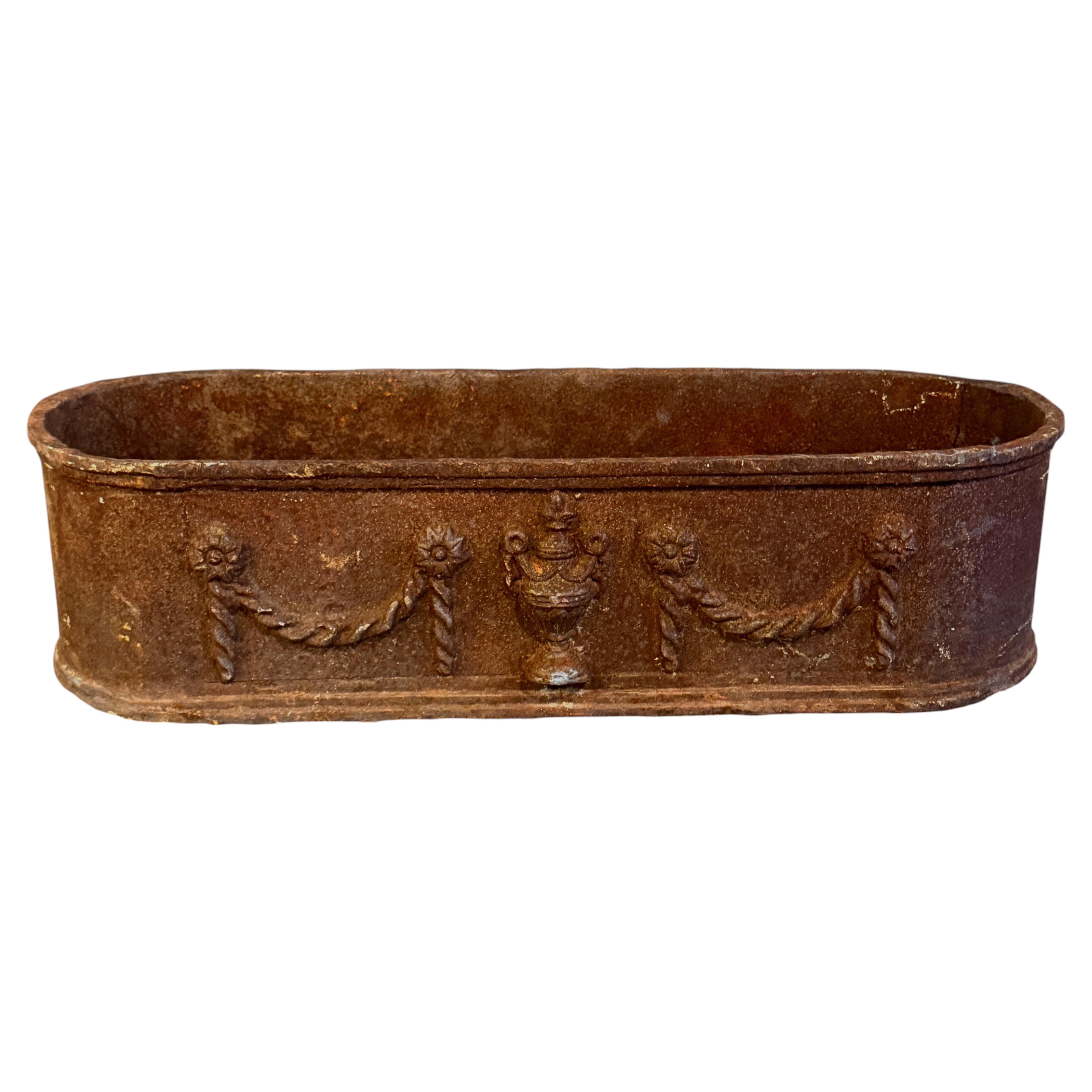 Louis XVI Style Cast Iron Oval Planter, Late 19th Century