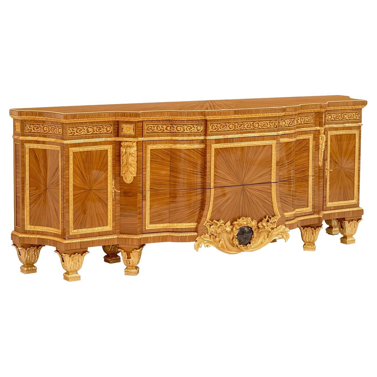 Louis XVI-Style Cedar & Gold Sideboard For Sale