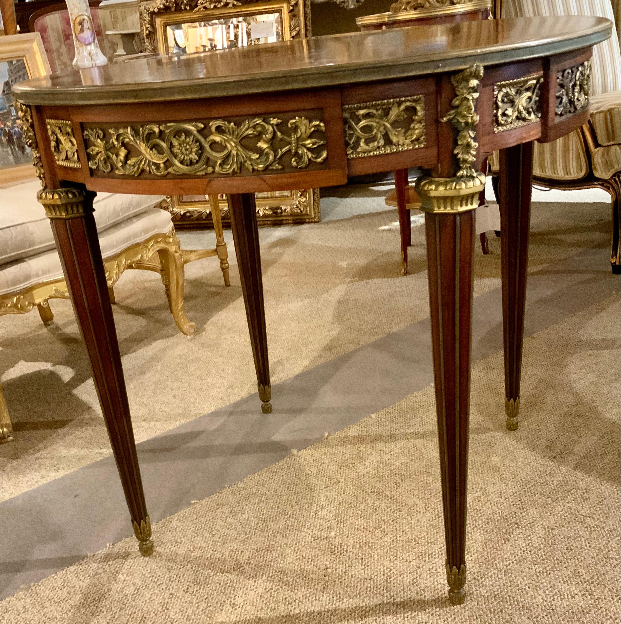 French Louis XVI-Style Center Table in Kingwood with Ormolu Mounts For Sale