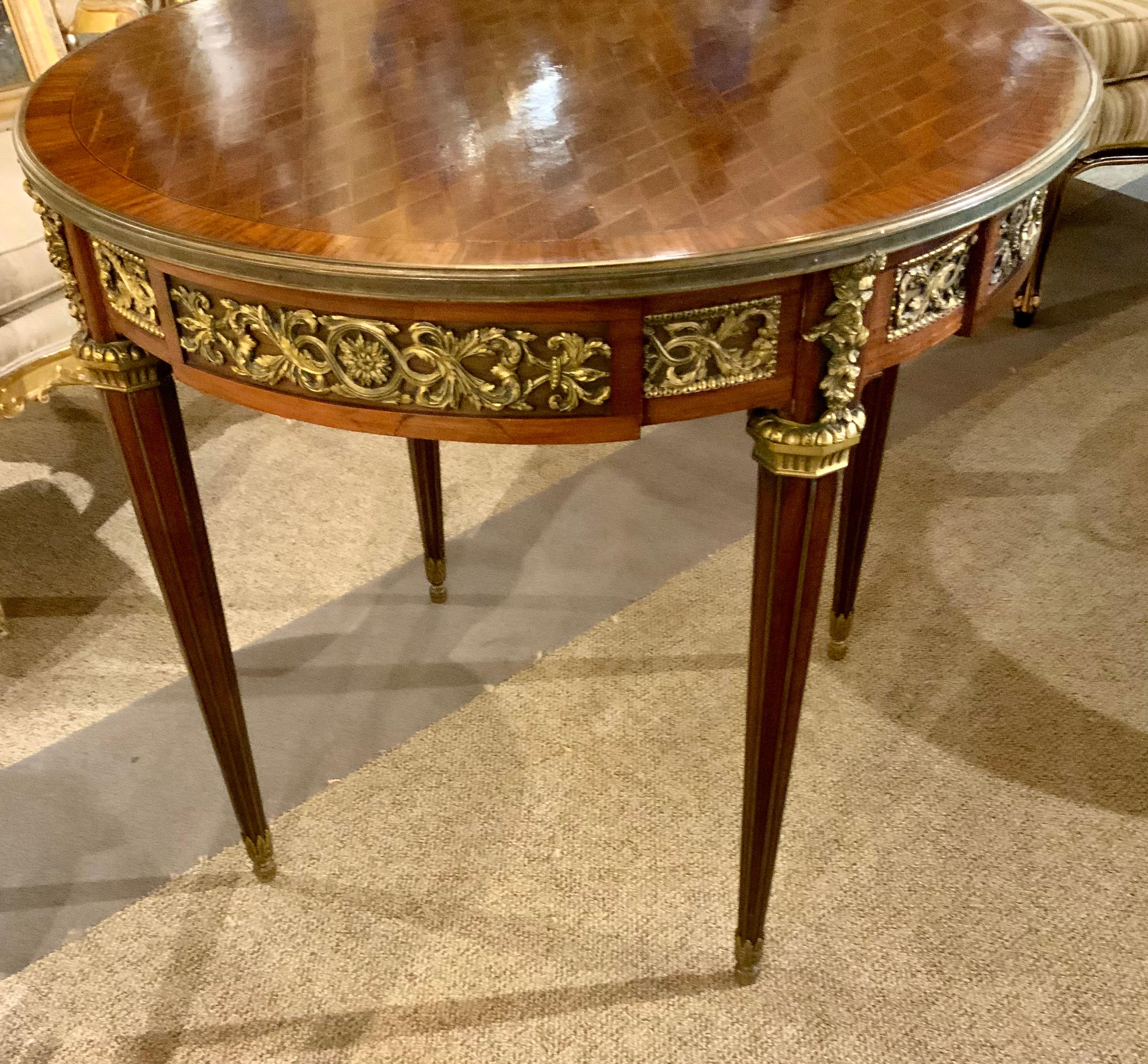 20th Century Louis XVI-Style Center Table in Kingwood with Ormolu Mounts For Sale