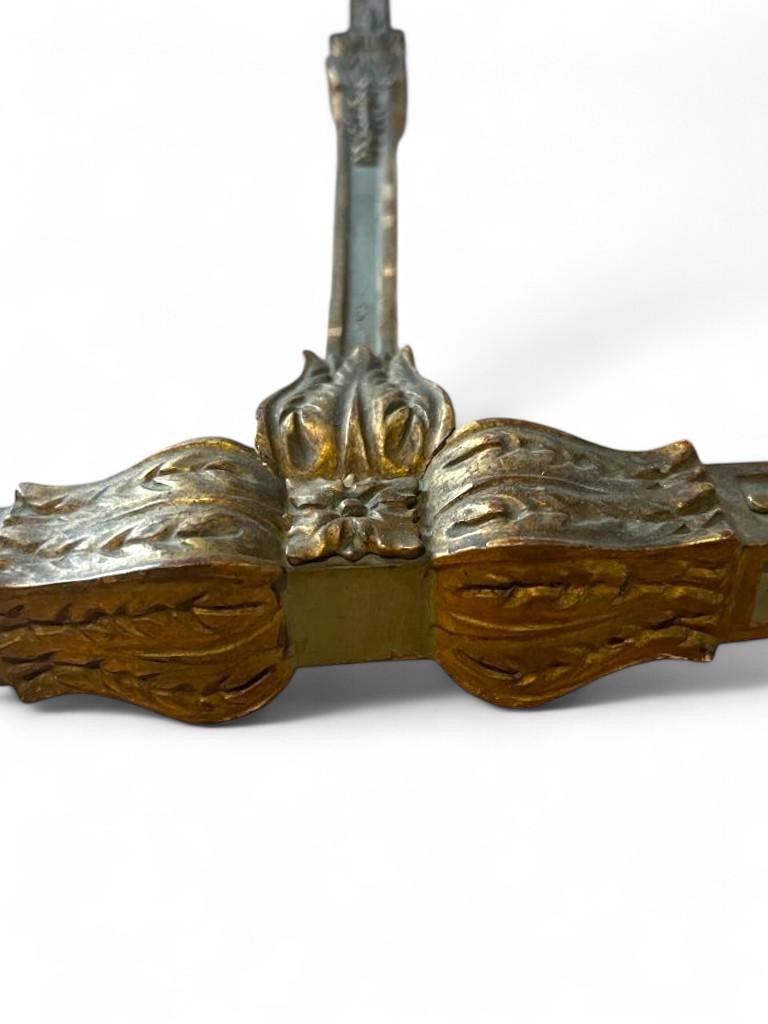 Glass Louis XVI Style Center Table or Desk in Lacquered and Gilded Wood, 19th Century For Sale