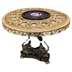 Vintage Louis XVI Style Center Table Ormolu Sevres Plaques