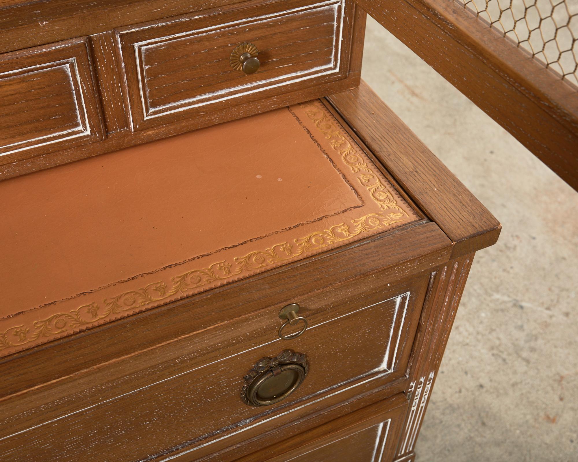 Louis XVI Style Cerused Oak Secretary Bookcase Writing Table For Sale 3