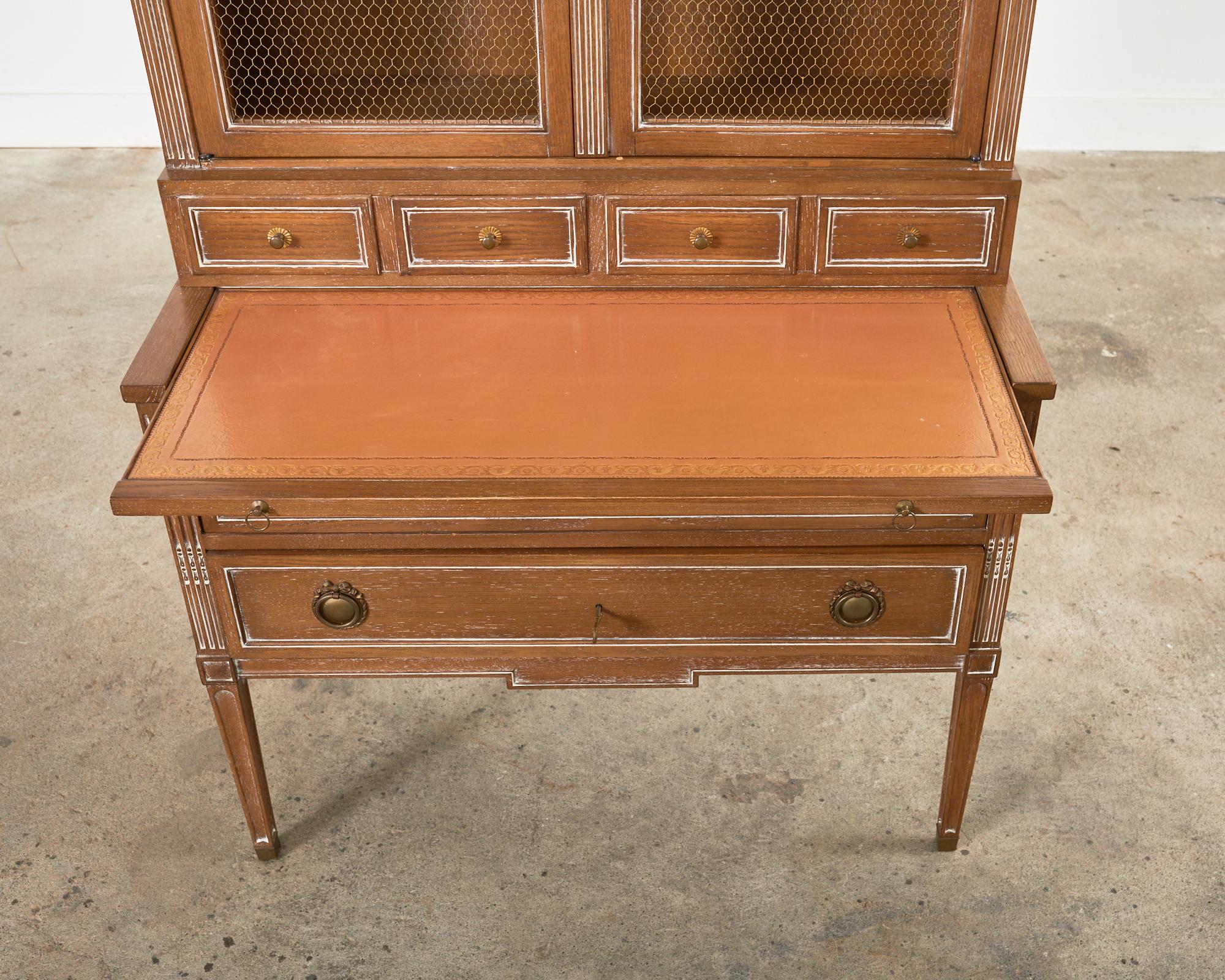 Louis XVI Style Cerused Oak Secretary Bookcase Writing Table For Sale 4