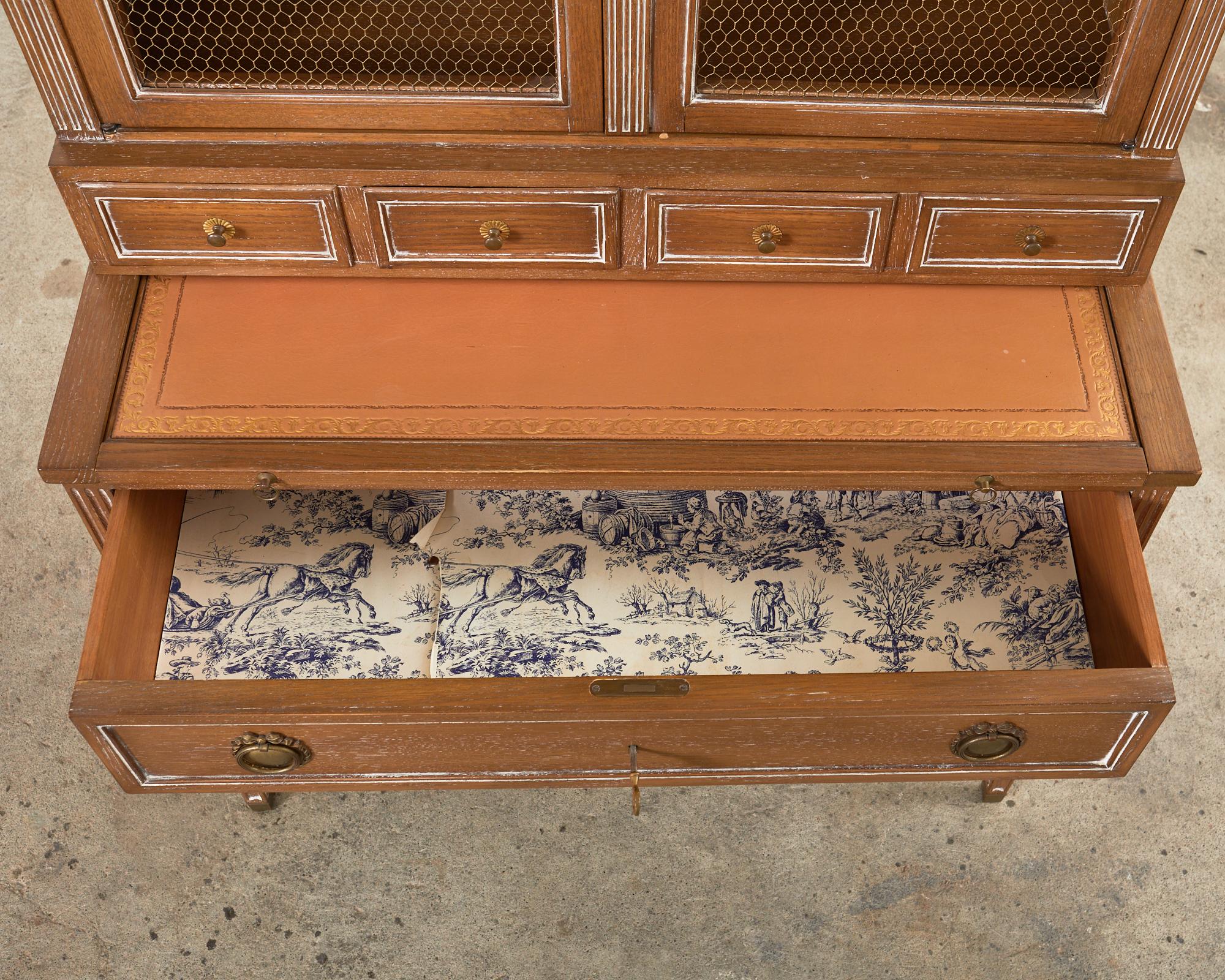 Louis XVI Style Cerused Oak Secretary Bookcase Writing Table For Sale 8