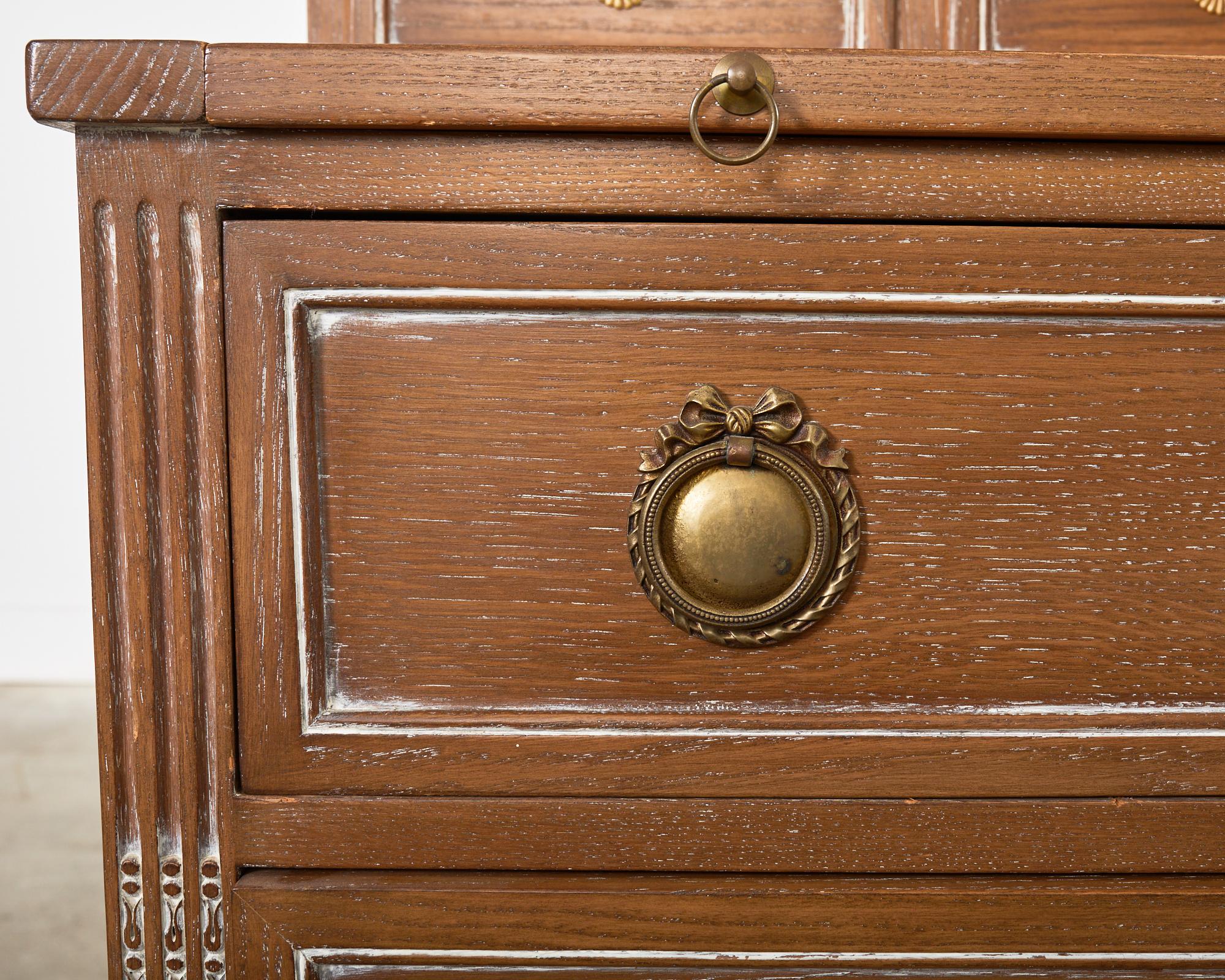 Louis XVI Style Cerused Oak Secretary Bookcase Writing Table For Sale 10