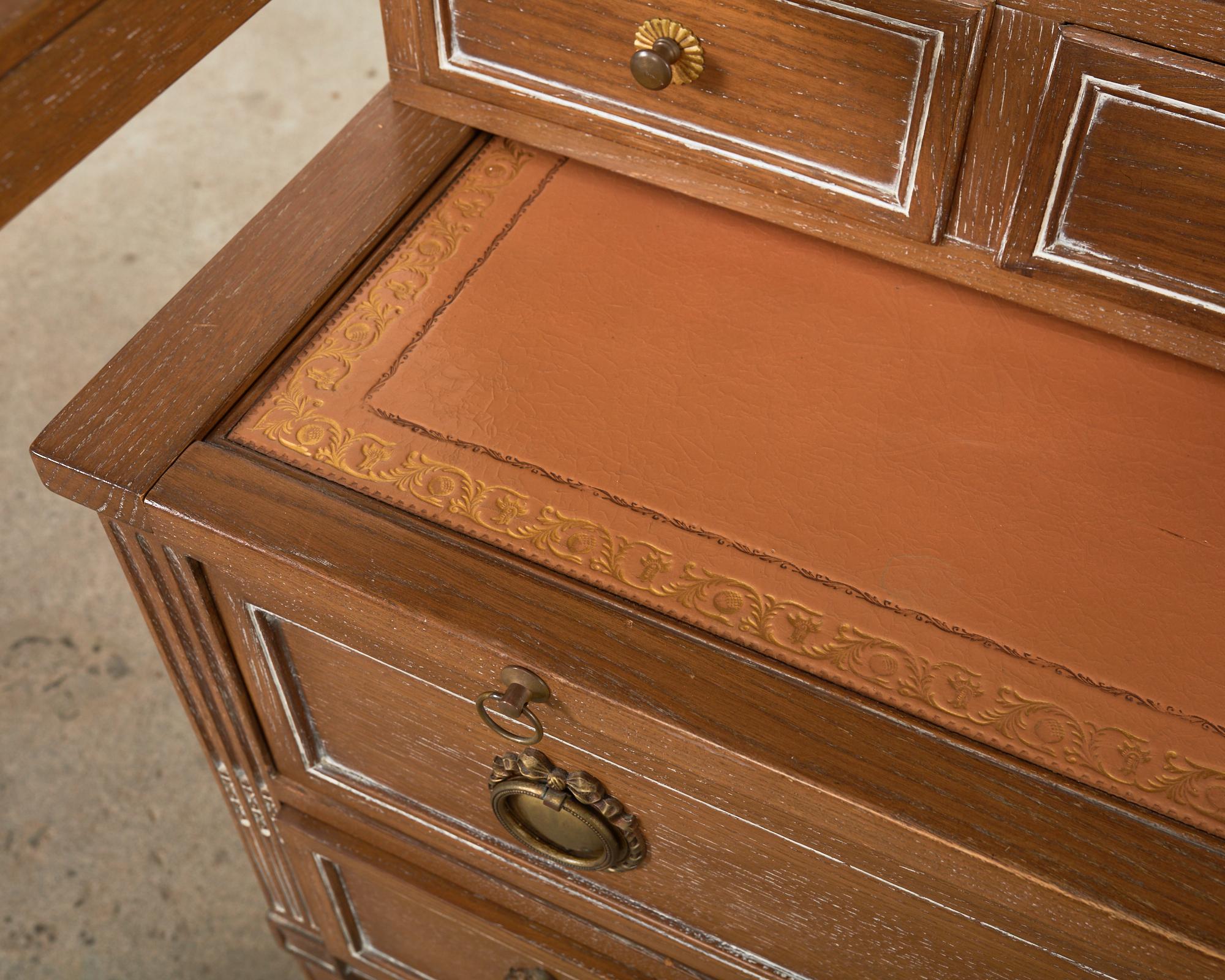 Louis XVI Style Cerused Oak Secretary Bookcase Writing Table For Sale 2
