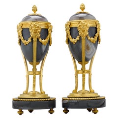 Louis XVI-Style Chalcedony and Gilt Bronze Cassolettes