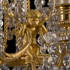 Louis XVI Style Baccarat Chandelier, Gilt-Bronze & Glass, Circa 1890