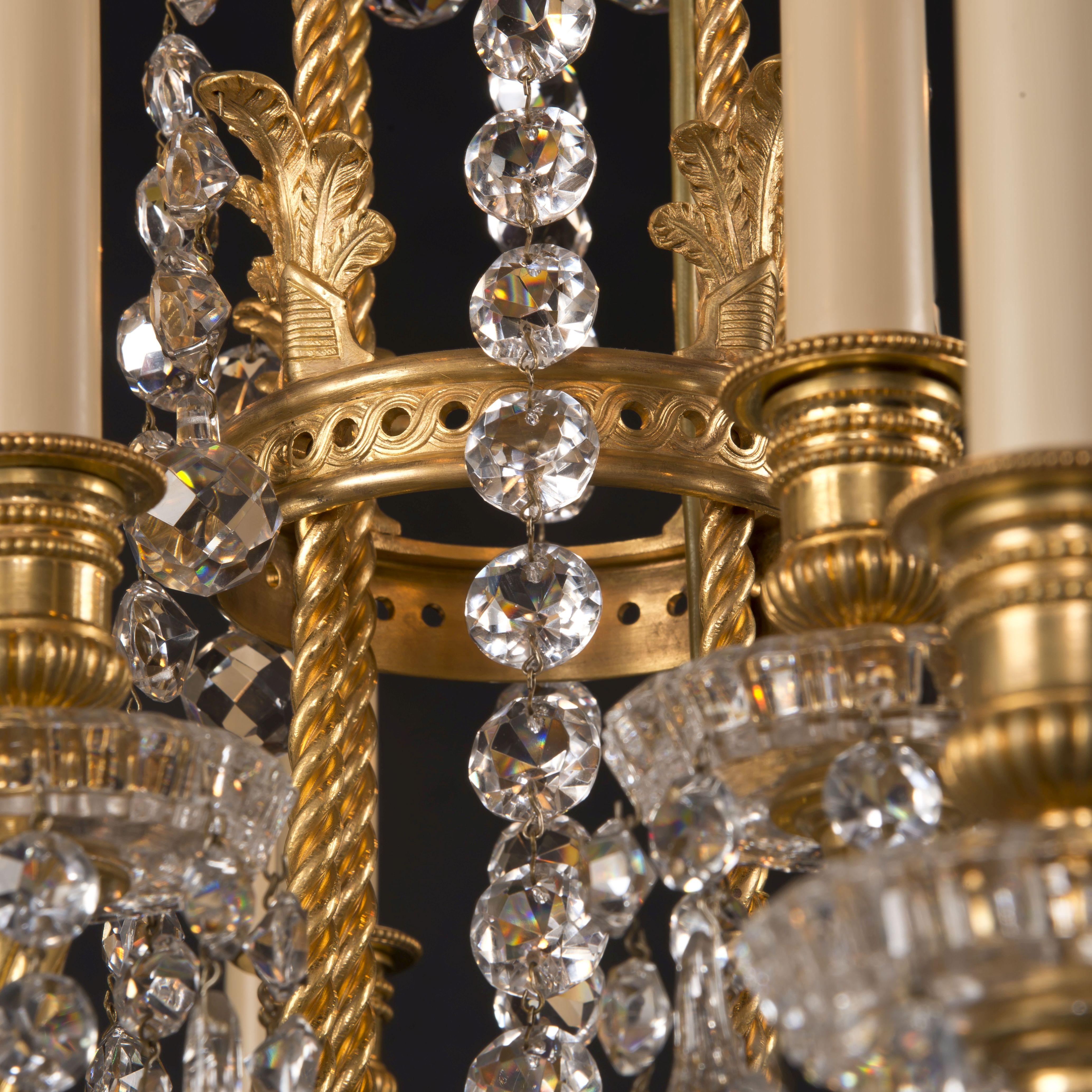 Dorato Lampadario in stile Luigi XVI di Baccarat in vendita