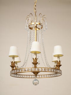 Louis XVI Style Chandelier with Gilt Iron Frame, Late 19th C. France