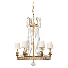 Louis XVI Style Chandelier with Gilt Iron Frame, Late 19th C. France