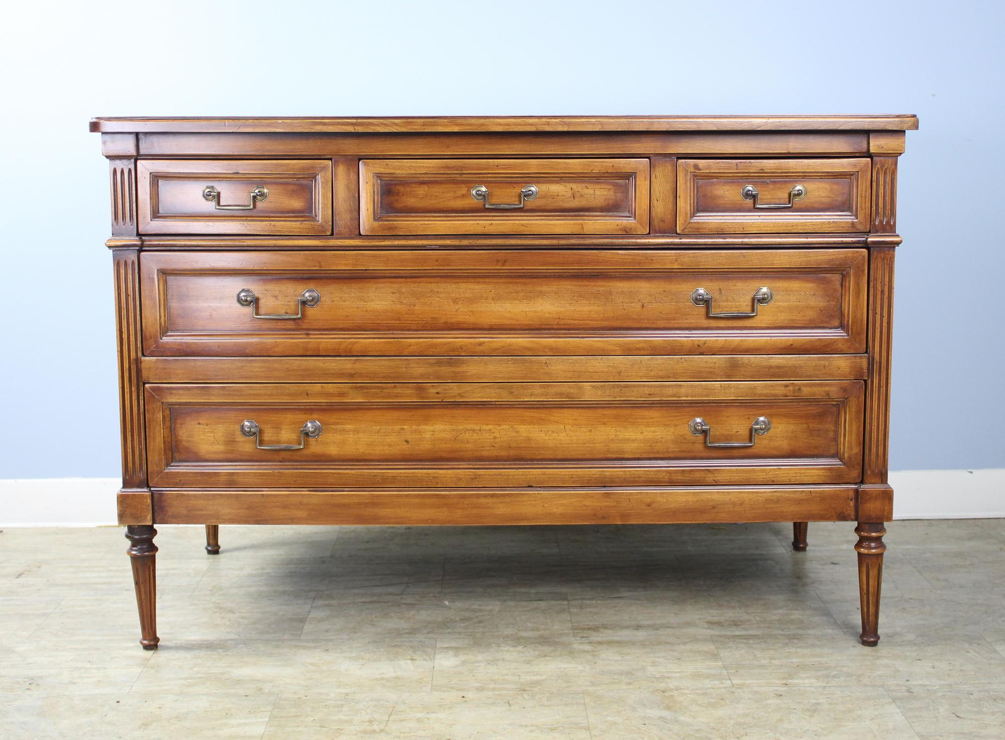 English Louis XVI Style Cherry Commode or Chest of Drawers