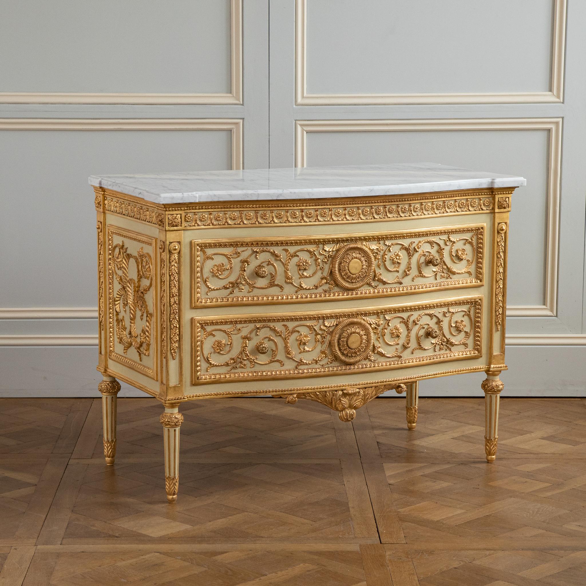 Hand-Carved Louis XVI Style Chest Of Drawers For Sale