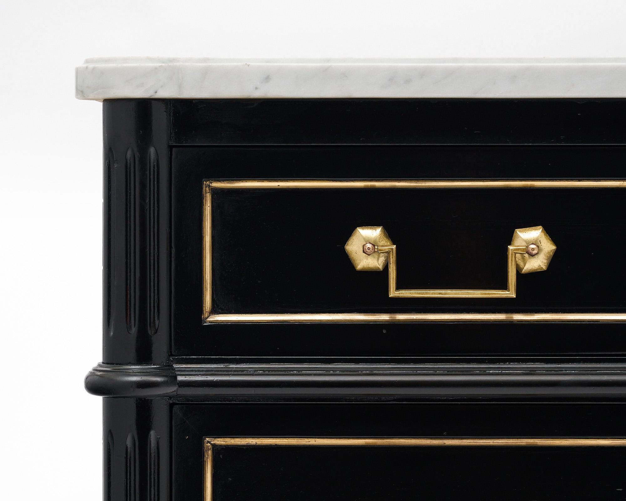 Brass Louis XVI Style Chest of Drawers For Sale