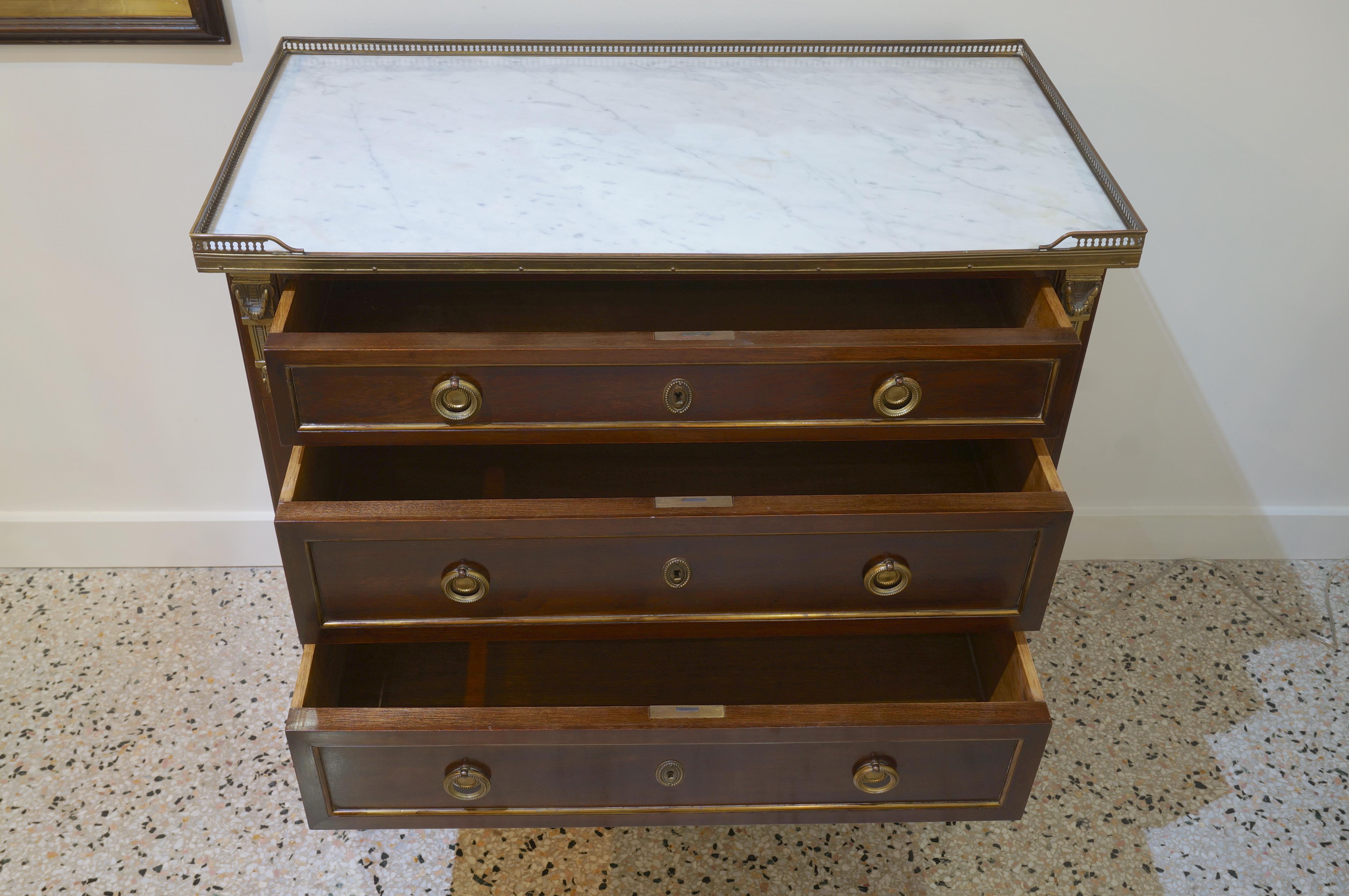 Brass Louis XVI Style Chest of Drawers