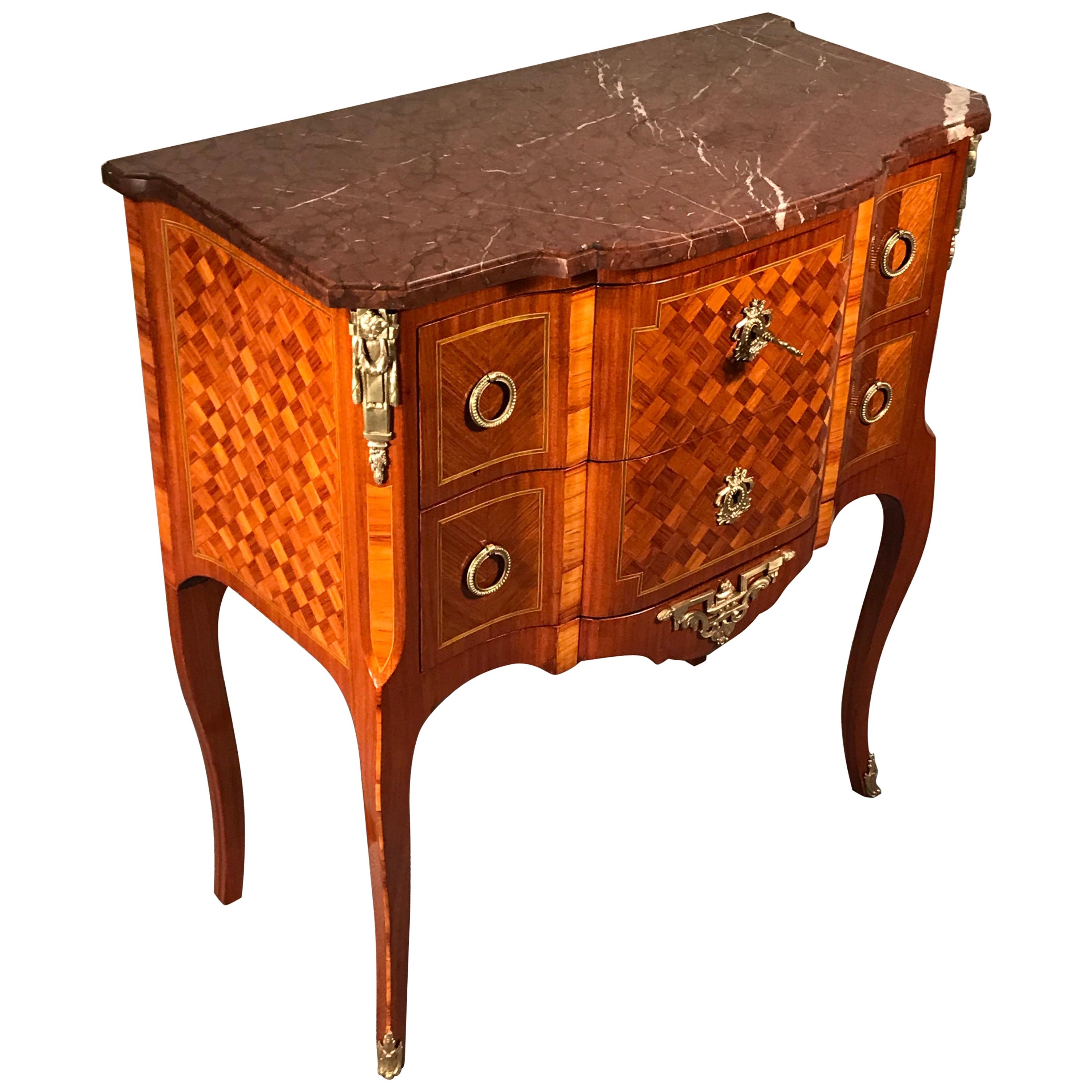 Louis XVI Style Chest of Drawers, kingwood marquetry, 19th century 