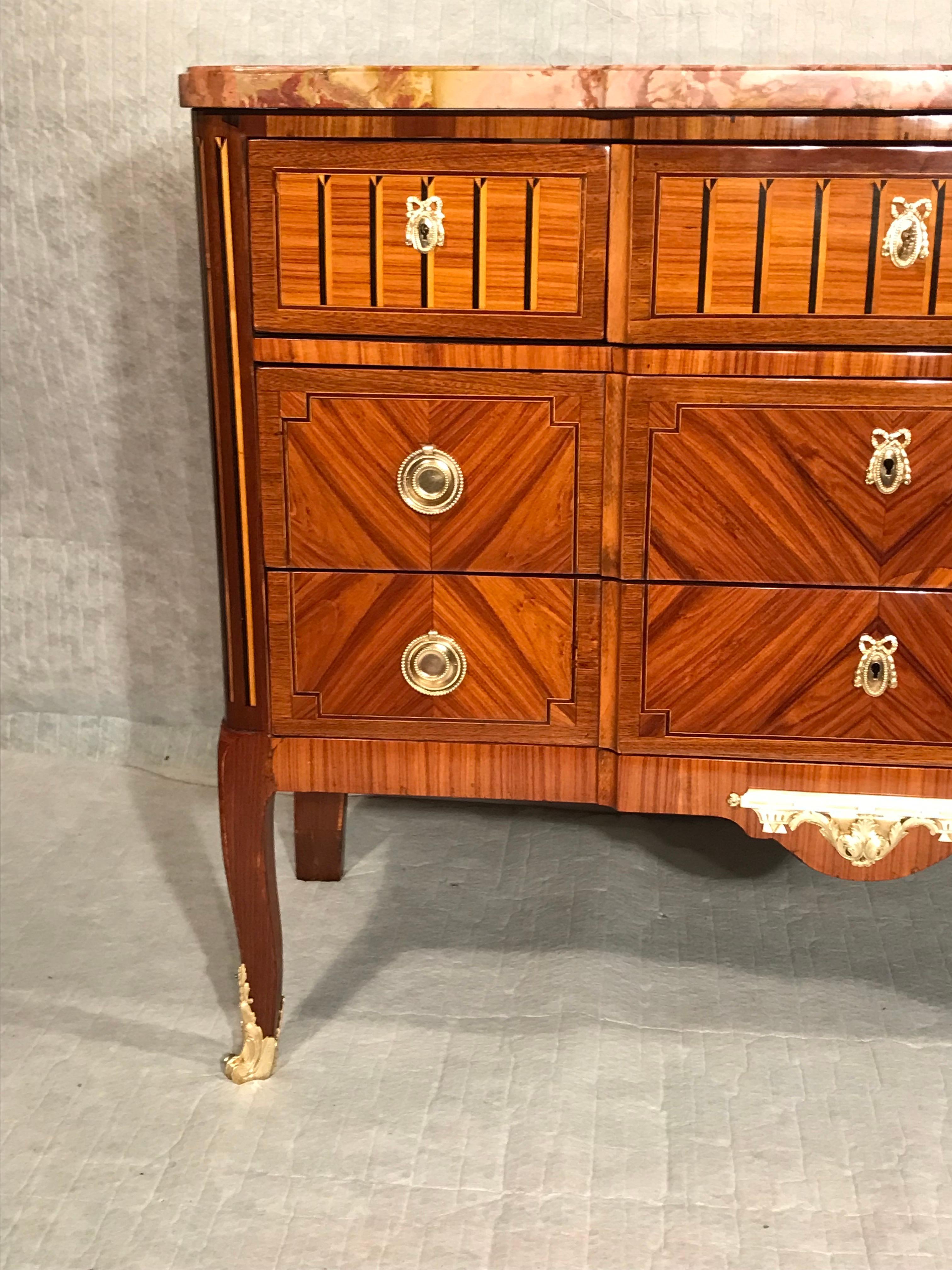 Veneer Louis XVI Style Chest of Drawers, France 19th century For Sale