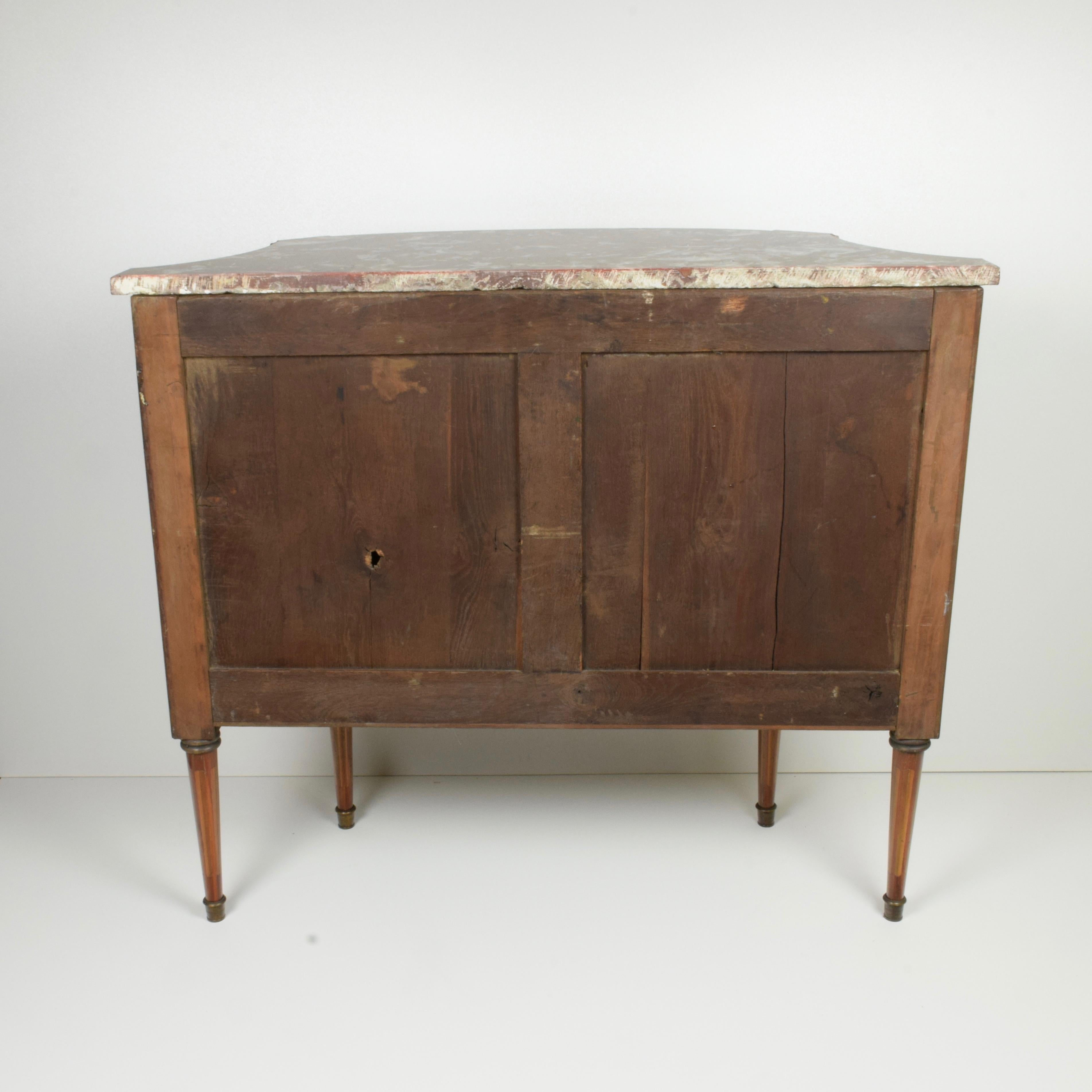 Louis XVI Style Chest of Drawers Late-XIX Century Rosewood Red French Marble For Sale 14