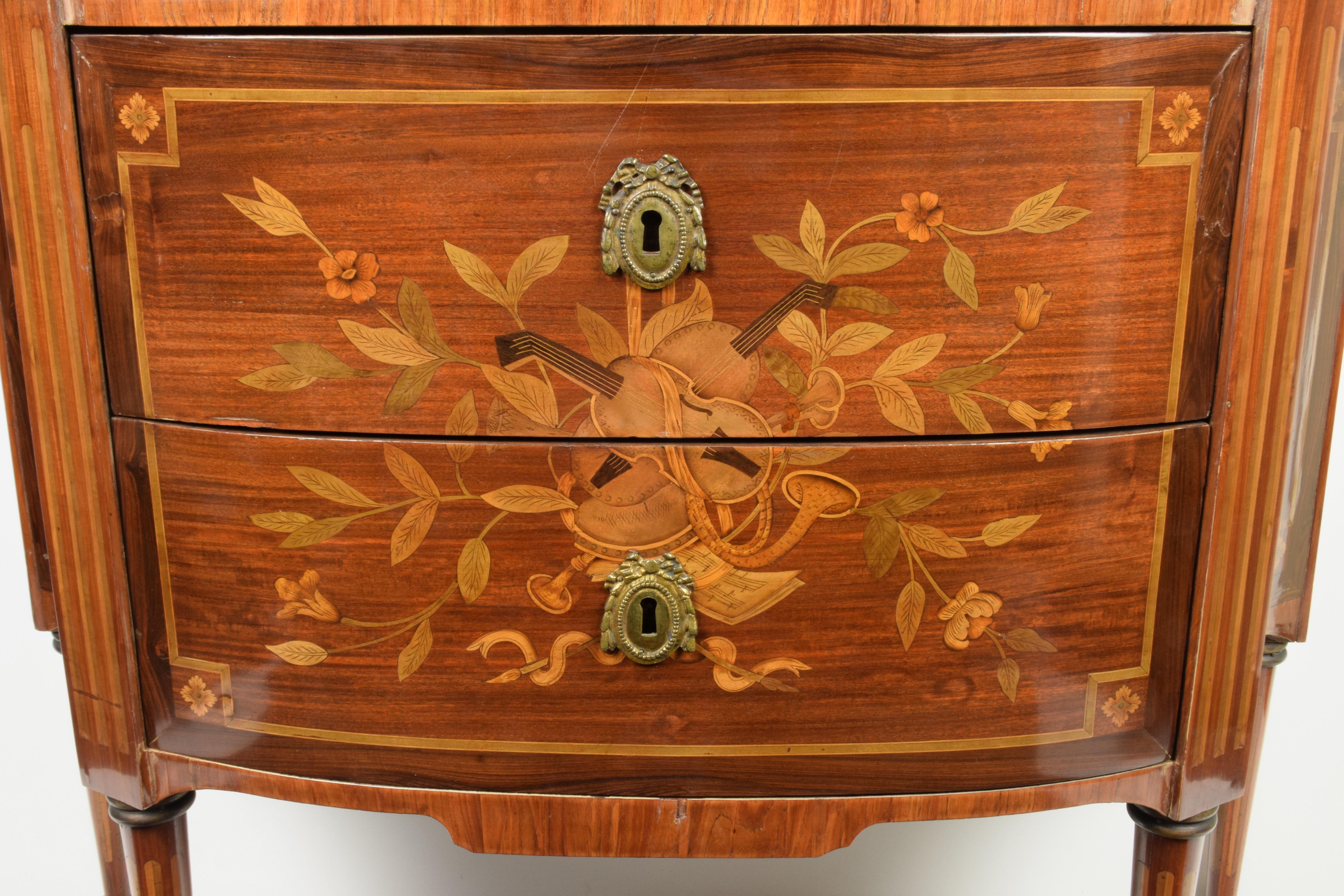 19th Century Louis XVI Style Chest of Drawers Late-XIX Century Rosewood Red French Marble For Sale
