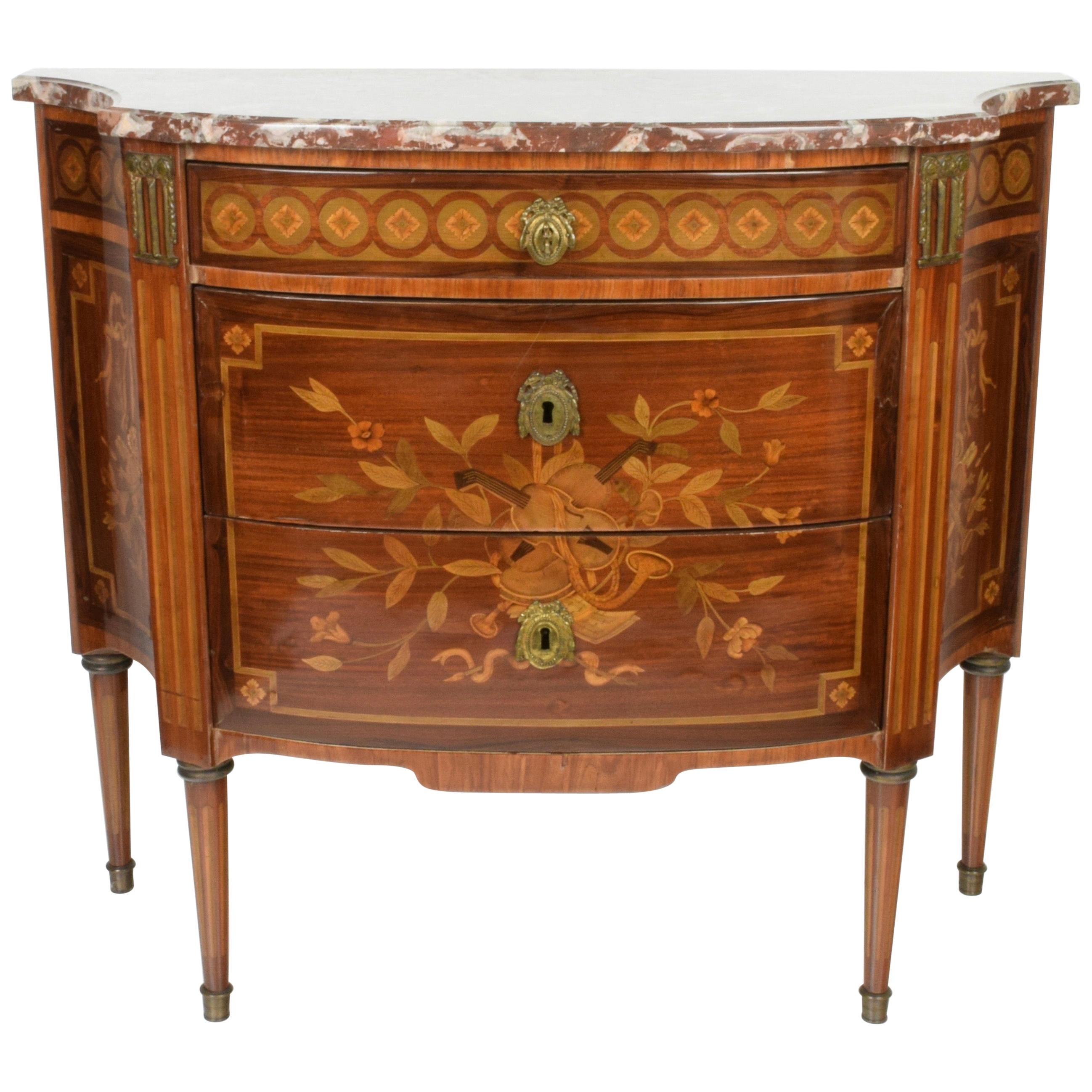 Louis XVI Style Chest of Drawers Late-XIX Century Rosewood Red French Marble For Sale
