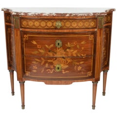 Antique Louis XVI Style Chest of Drawers Late-XIX Century Rosewood Red French Marble