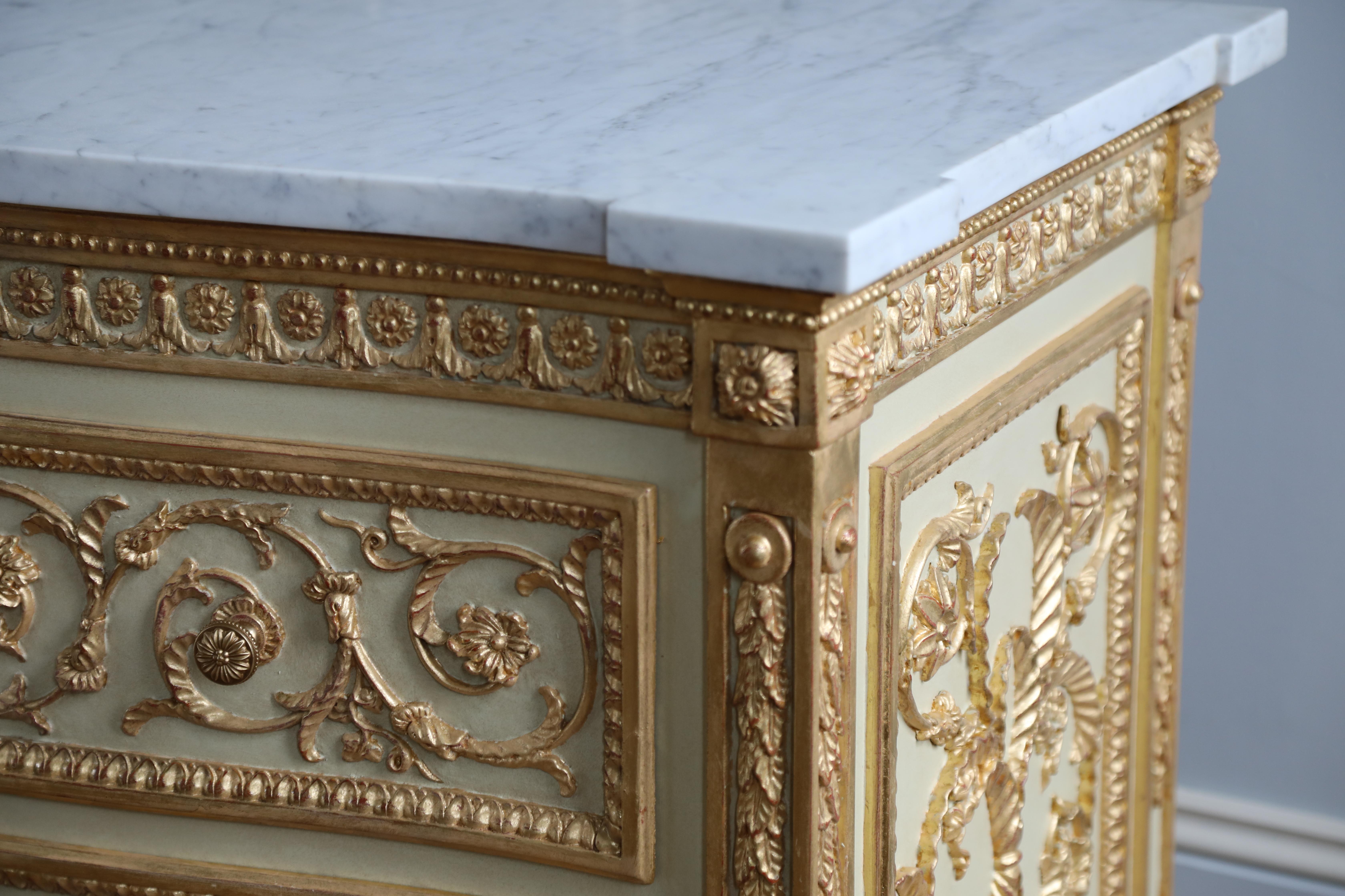 Louis XVI Style Chest of Drawers Painted with Gold Highlights 5