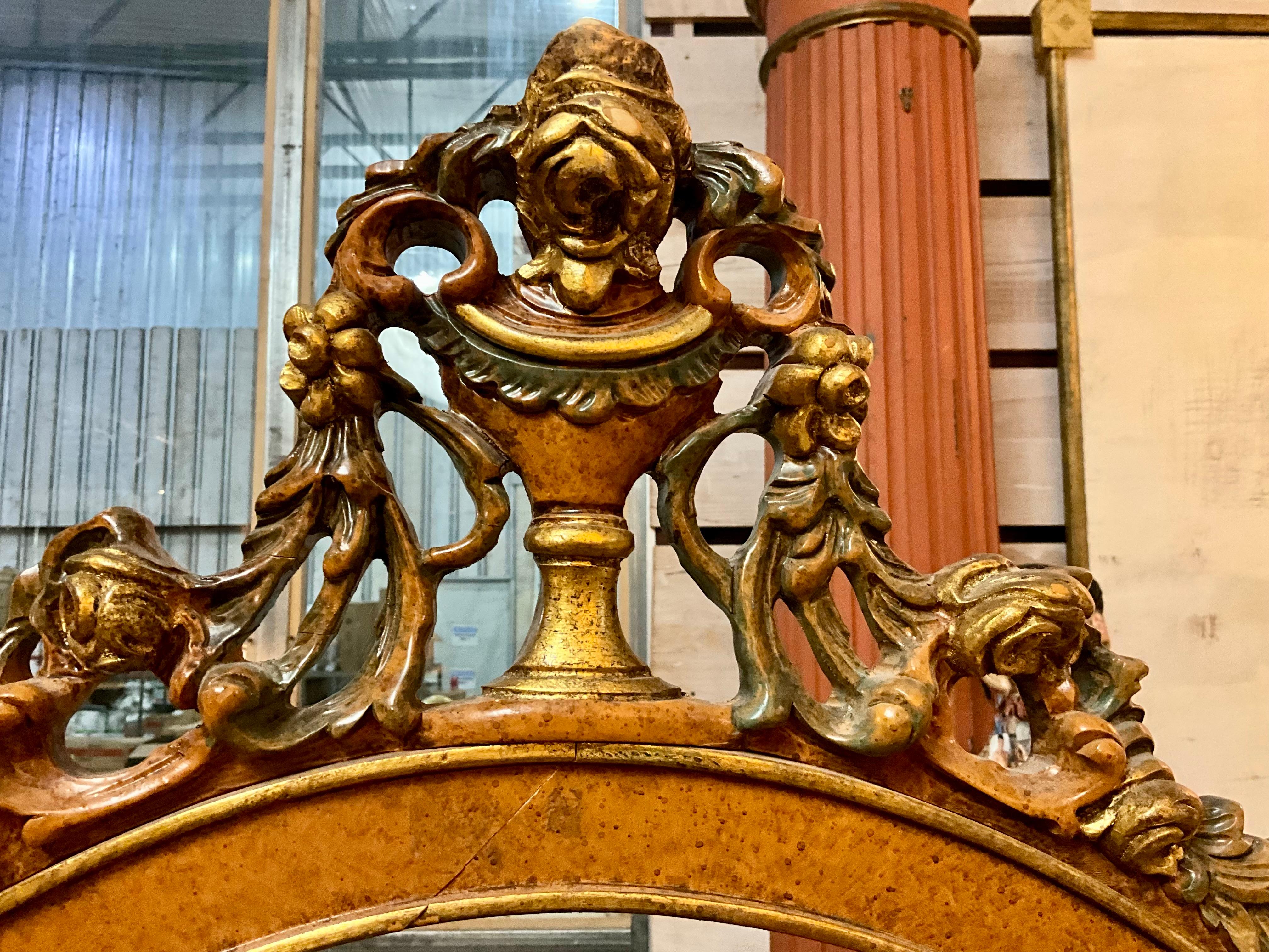 Hand-Carved Louis XVI Style Cheval Mirror