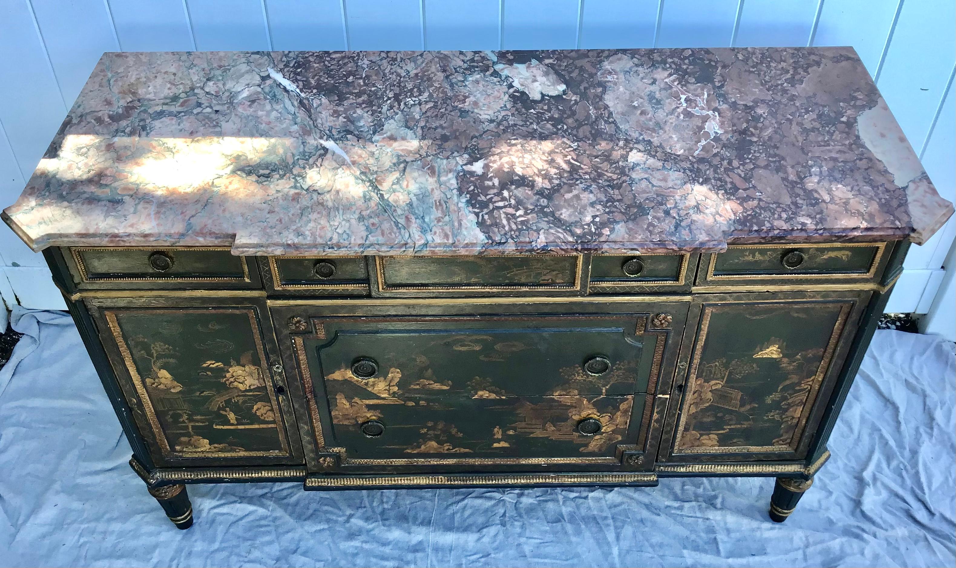 Louis XVI Style Chinoiserie Decorated Commode 1
