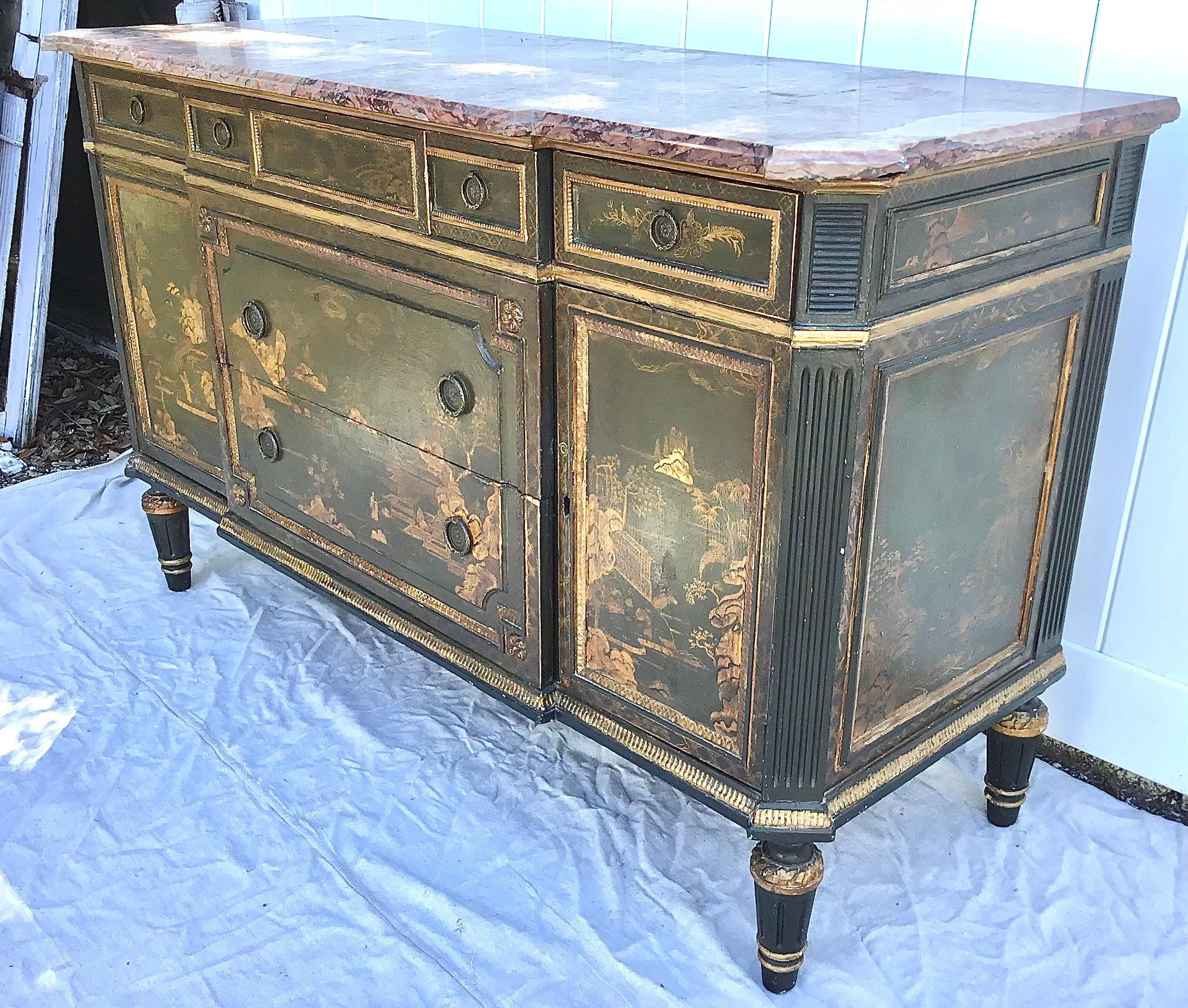 Louis XVI Style Chinoiserie Decorated Commode 2