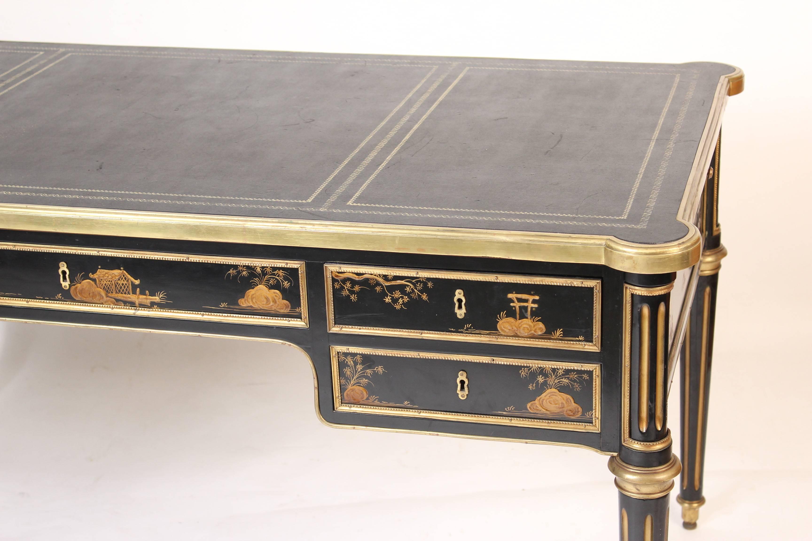 20th Century Louis XVI Style Chinoiserie Decorated Desk