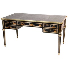 Vintage Louis XVI Style Chinoiserie Decorated Desk