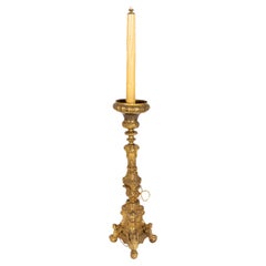 Louis XVI Style Claw-Footed Gilded Ecclesiastical Chandelier Torchere 19th C