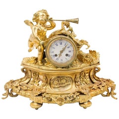 Louis XVI Style Clock in Chiseled and Gilt Bronze, Late 19th Century