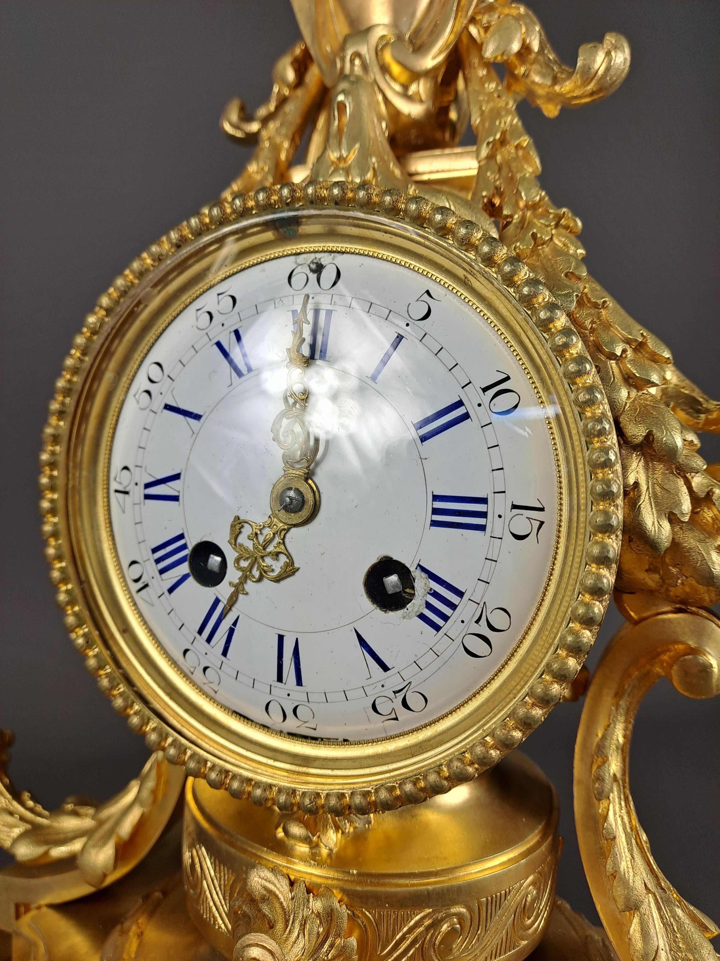 Louis XVI Style Clock In Gilt Bronze 5
