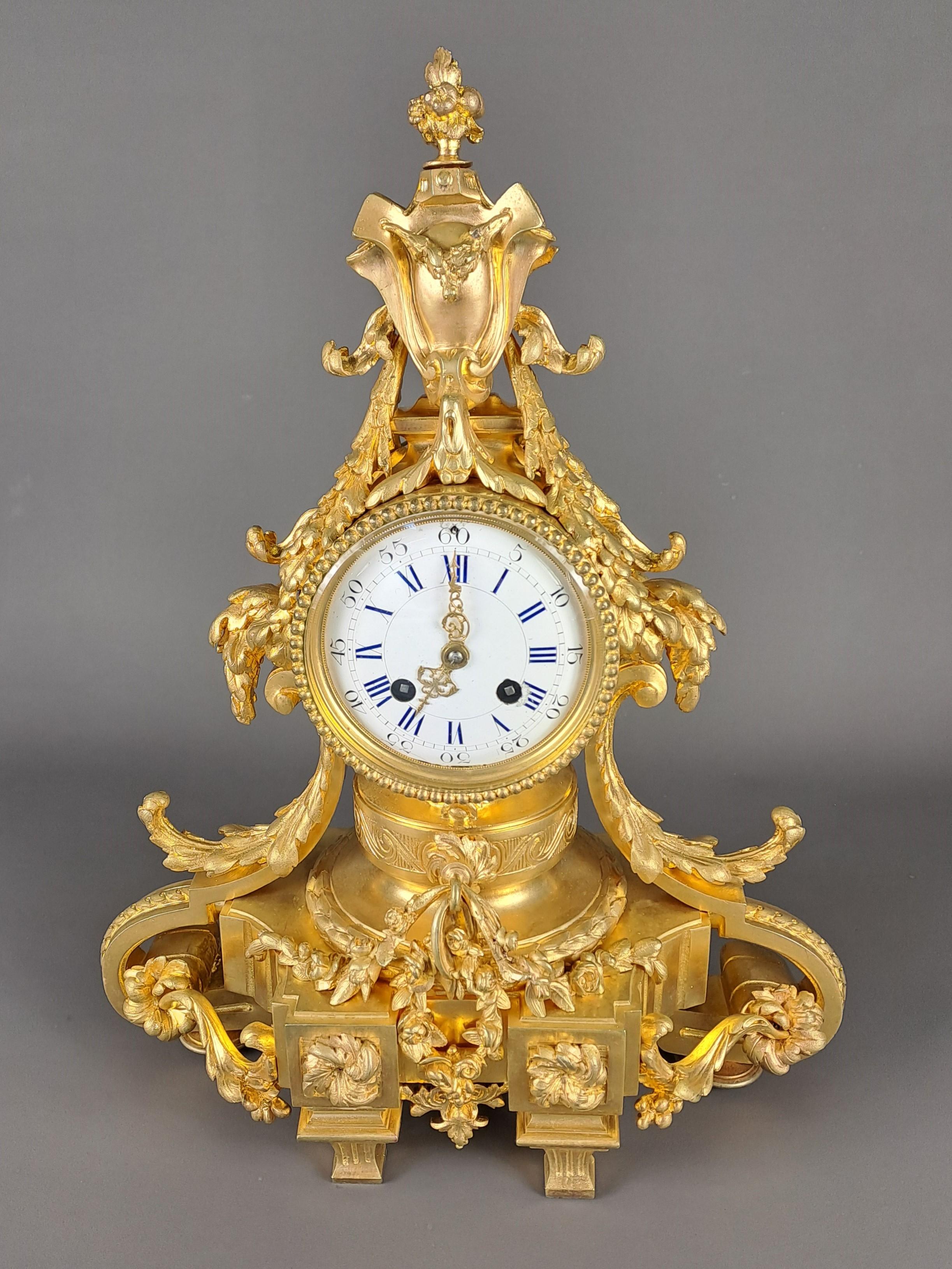 Napoleon III Louis XVI Style Clock In Gilt Bronze