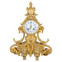 Antique Louis XVI Style Clock In Gilt Bronze