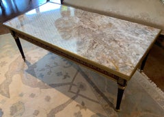Louis XVI-Style coffee table with marble top and ormolu mounts
