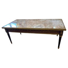 Louis XVI-Style coffee table with marble top and ormolu mounts