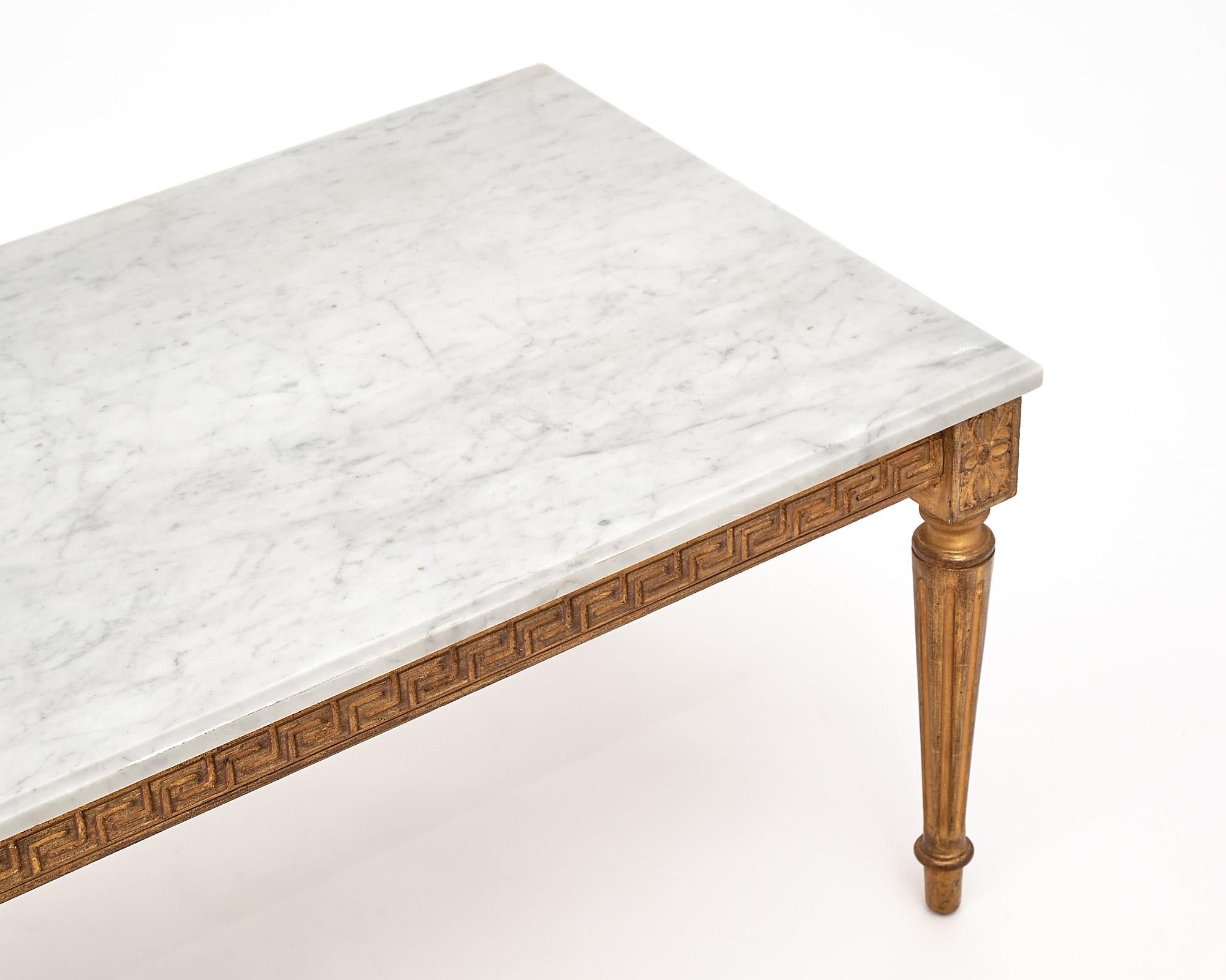 French Louis XVI Style Coffee Table with Marble Top