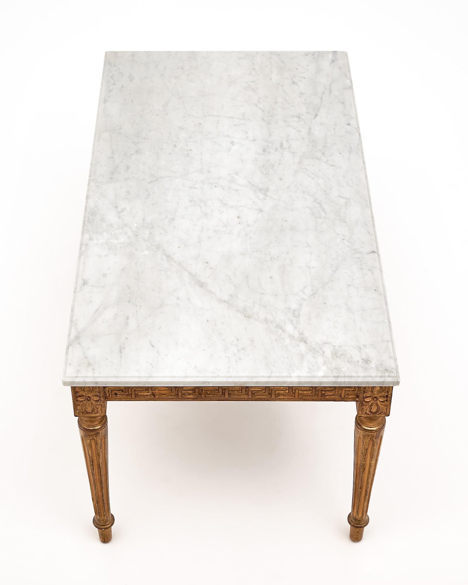 Louis XVI Style Coffee Table with Marble Top 3