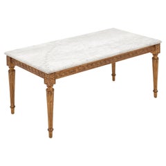 Antique Louis XVI Style Coffee Table with Marble Top